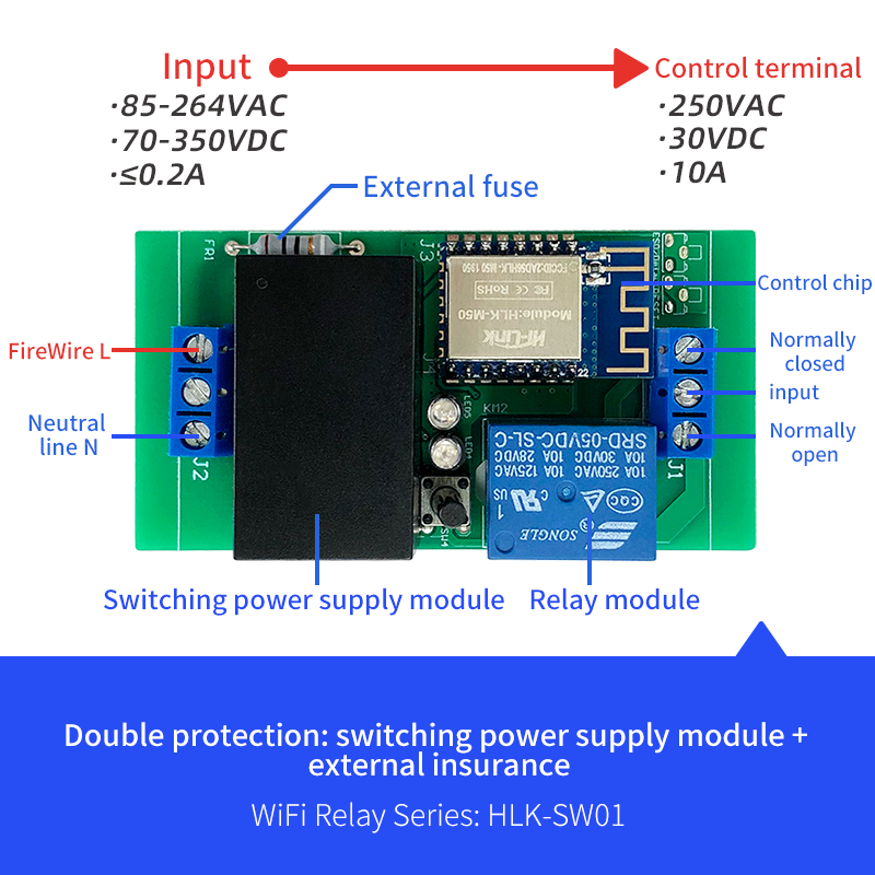 WiFi relay network remote control SW01 Tmall wizard voice/mobile APP control/220V power supply